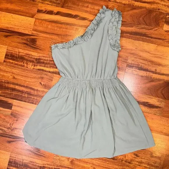 NWT Entro Sage One Shoulder Ruffle Mini Dress Large - Picture 5 of 6